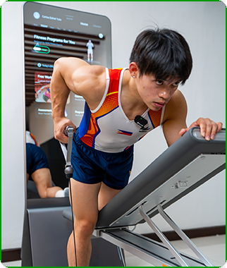 Gymnast on treadmill