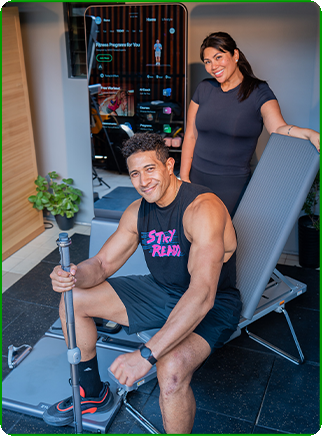 Couple with training equipment